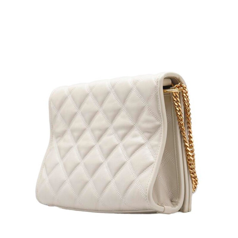 Borsa a tracolla donna Saint Laurent beige pelle di vitello monogramma Becky catena oro