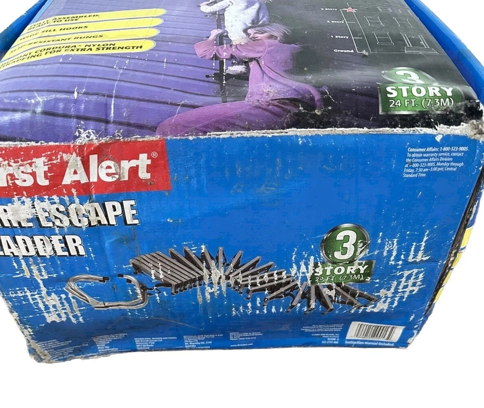 First Alert Three-Story Portable Fire Escape Ladder 24ft EL53W-2 Black - Image 2 of 3