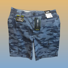 Lee Camouflage Cargo Shorts Size 46 Blue Camouflage, Regular Fit, At The Knee