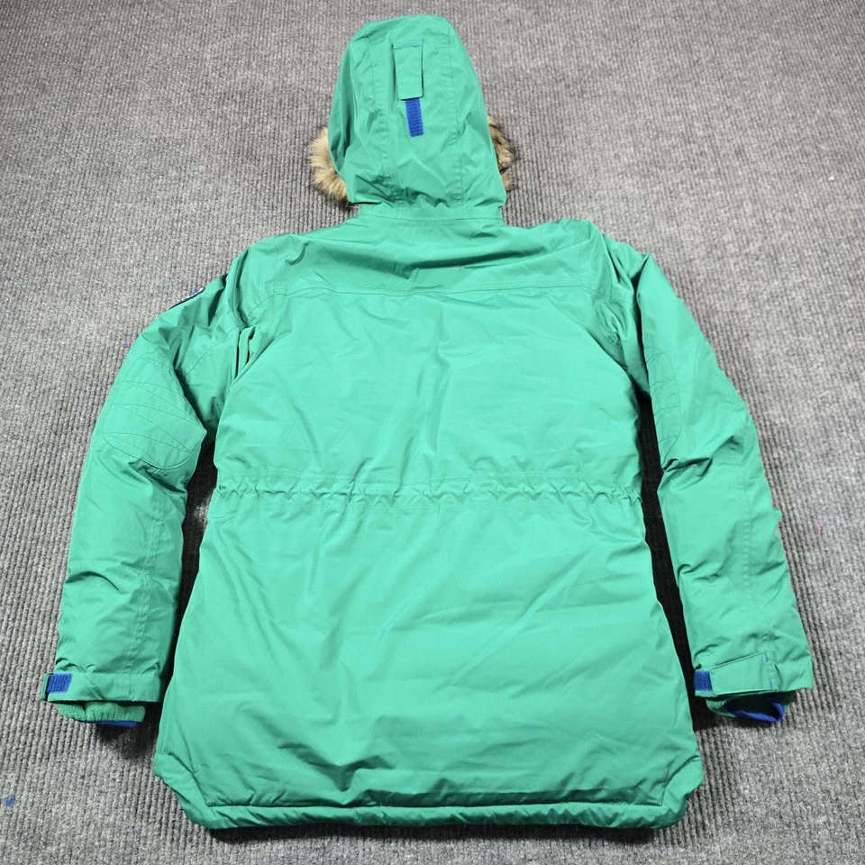 Lands End Parka Youth XL 18-20 绿色人造毛皮帽羽绒隔热冬季外套 — 第 4/4 张图片