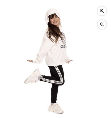 NWT Hello Kitty White Hoodie Sweatshirt & Blck Leggings Outfit Set Size XS (4/5)