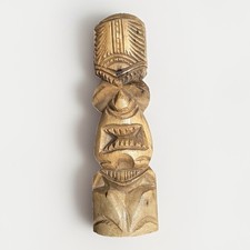 Vintage MCM TIKI Bar Party 11  Tall Hand Carved Totem Polynesian Hawaiian Wood