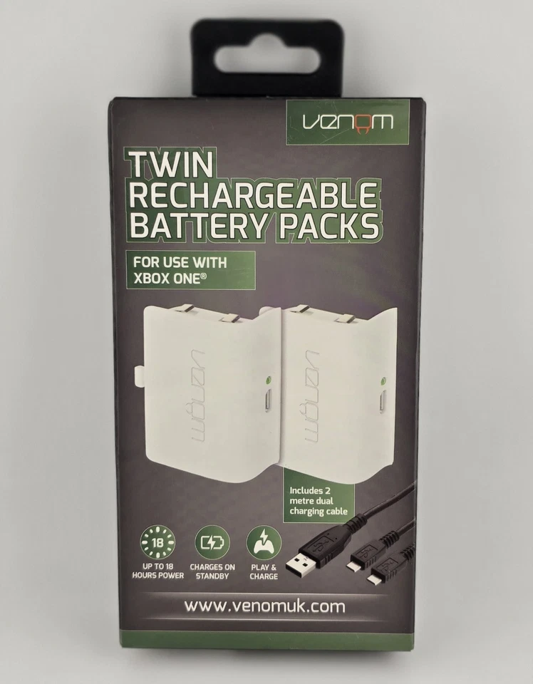 Venom VS2860 Twin Rechargeable Battery Packs for Xbox One Controller Pad - White - Image 1 of 3