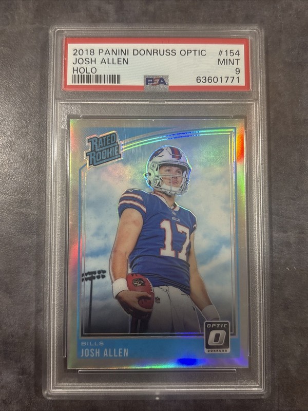 Panini 2018 Donruss Optic Josh Allen Bills Rated Rookie Holo Prizm #154 PSA 9