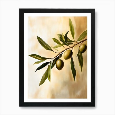 Olivenzweig Wandbild mediterran gerahmt Wandbild Poster Leinwanddruck Bild