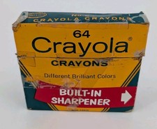 Vintage BINNEY SMITH CRAYOLA CRAYONS 64 BOX BUILT IN SHARPENER RETIRED COLORS