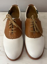 Vintage G.H. Bass Saddle Shoes White Brown Leather Youth Size 5.5 Two Tone