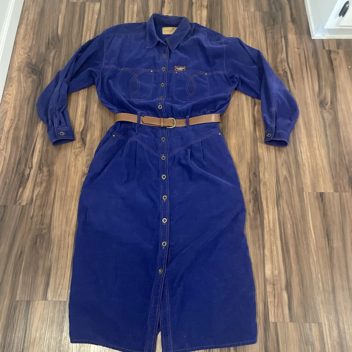 liz claiborne denim shirt dress Liz Claiborne Lizwear Shirt Dress Petite 4 Stretch Denim Button up Stripe