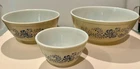 Vintage Pyrex Homestead 1976 Blue Floral Mixing Bowl Set of 3 - 401, 403, 404