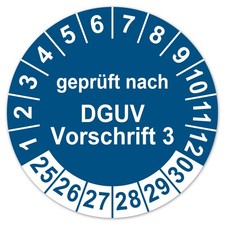 Prüfplaketten Geprüft nach UVV DGUV Vorschrift 3 2025 - 2030 PVC Folie LTA002