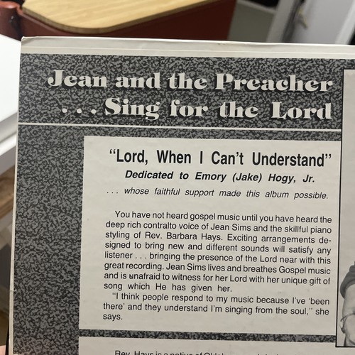 Jean & The Preacher Gospel LP Sing For The Lord 1983 Grandfield TX - Picture 3 of 10