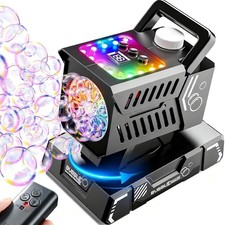 Remote Control Auto Rotation RGB Bubble Machine with Black Color Rechargeable