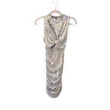 Urban Outfitters Map Print Twist Front Racerback Mini Dress XS Blue Cream