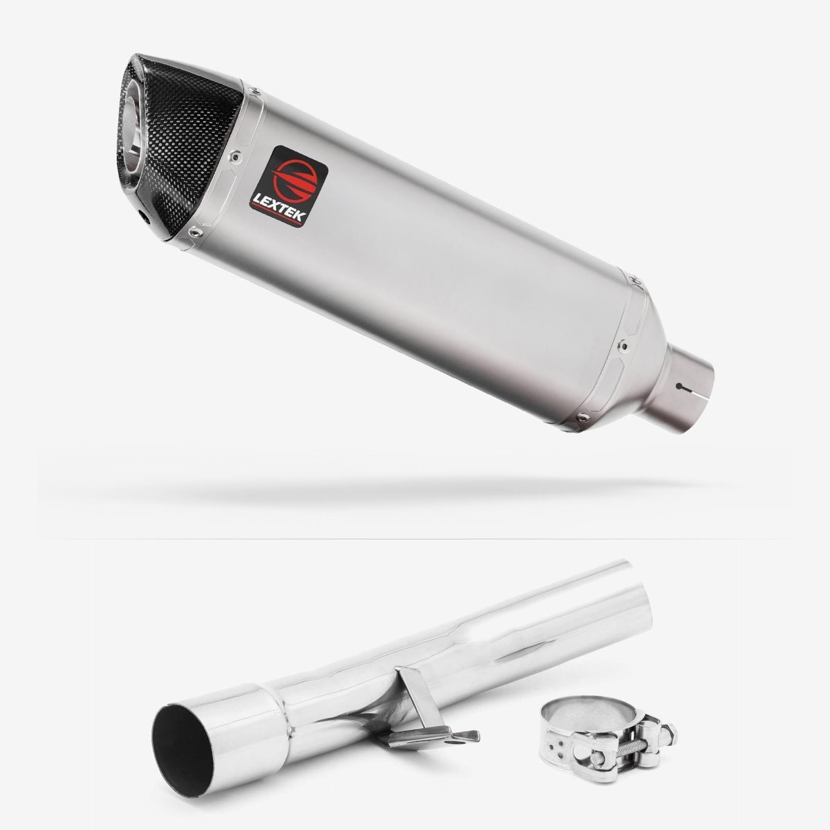 Lextek Stainless Steel VP1 Matt 300mm Exhaust with Link Pipe Silencer Chrome