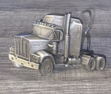 1980 Kenworth Semi Truck Belt Buckle Made In USA By Bergamot Brass Works, Pewter