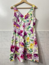 Chaps Floral Watercolor Sleeveless Dress 4 Petite Cottage Fairy Party Feminine