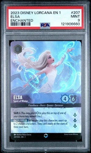 Disney Lorcana Elsa - Spirit of Winter Enchanted Holo 207/204 PSA 9