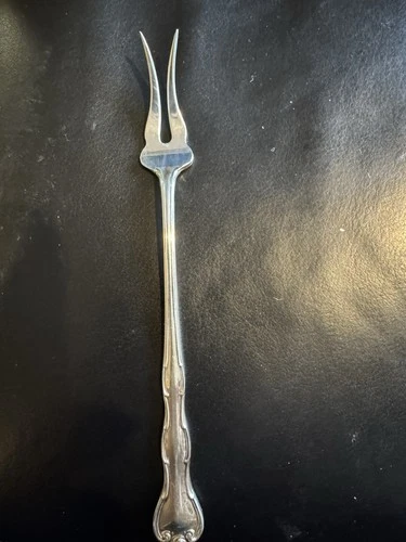 STERLING SILVER GORHAM RONDO 5.875" SHORT HANDLE PICKLE/OLIVE FORK with 2 TINES