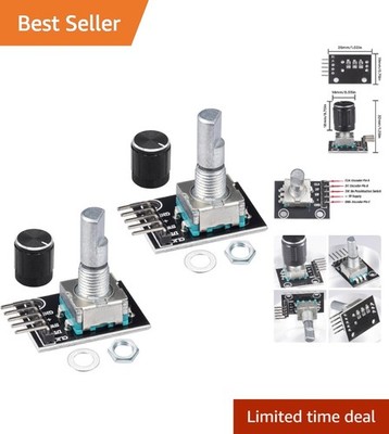 Dual KY-040 Rotary Encoders with Knobs for Electronics Projects