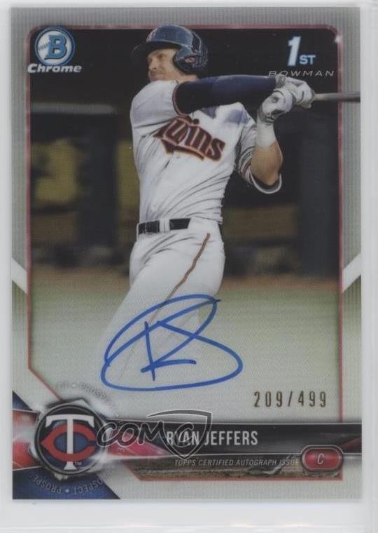 2018 Bowman Draft Chrome Pick Refractor 209/499 Ryan Jeffers #CDA-RJ Auto 0rx7