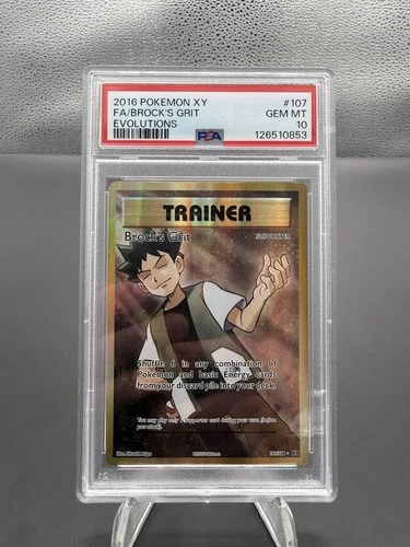 Pokemon TCG Evolutions Brock's Grit 107/108 Full Art Holo PSA 10 (2016)