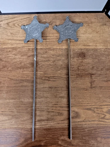 Antique WAR of 1812 Cast Brass Grave Marker Flag Holder Lot of 2