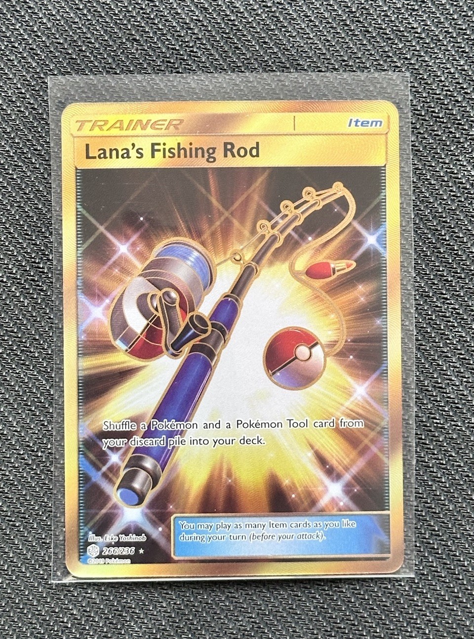 Pokémon Lana's Fishing Rod (Secret) 266/236 Sm-Cosmic Eclipse Holo NM Pokemon