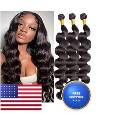 Bafamiya Body Wave Human Hair Bundles 24 26 28 Inch Natural Black Double Weft