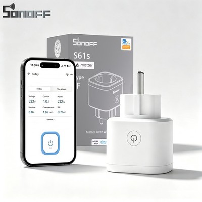 SONOFF WLAN Steckdose Smart Plug S61s Matter mit Leistungsmessung für Alexa App