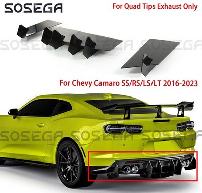 For Chevy Camaro SS/RS/LS/LT 2016-2023 Gloss Black V2 Rear Diffuser Splitter Kit