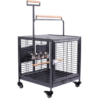 Blue Donuts Travel Bird Cage, Easy to wheel or carry. castor wheels included