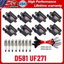 8 Pack Square Ignition Coil & Spark Plug Wire For Chevy GMC 4.8L 5.3L 6.0L 8.1L