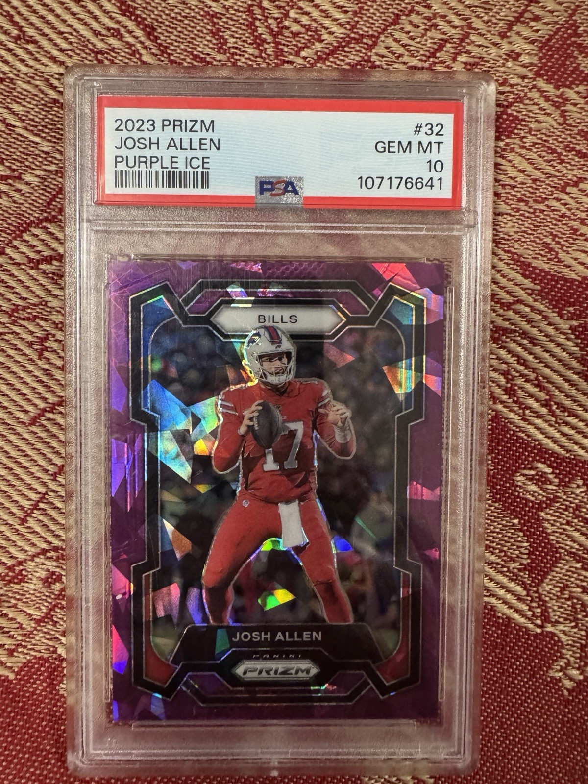 2023 Panini Prizm Josh Allen #32 Purple Cracked Ice Prizm /225 PSA 10 Gem Mint