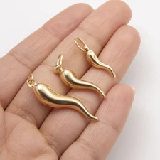Cornicello Italian Horn Charm Pendant 14K Yellow Gold-Plated Silver 925 All Size
