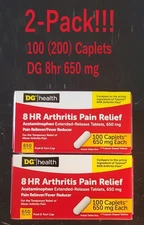 DG 8hr Arthritis 650 mg Max Acetaminophen 2-Pack 100 (200) Caplets Pain Relief