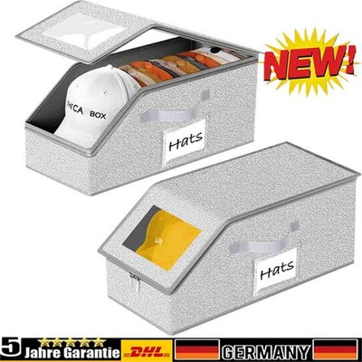 2 Stück stapelbare Hutaufbewahrung Grau 42 x 22 x 17 cm für Baseballmützen Neu