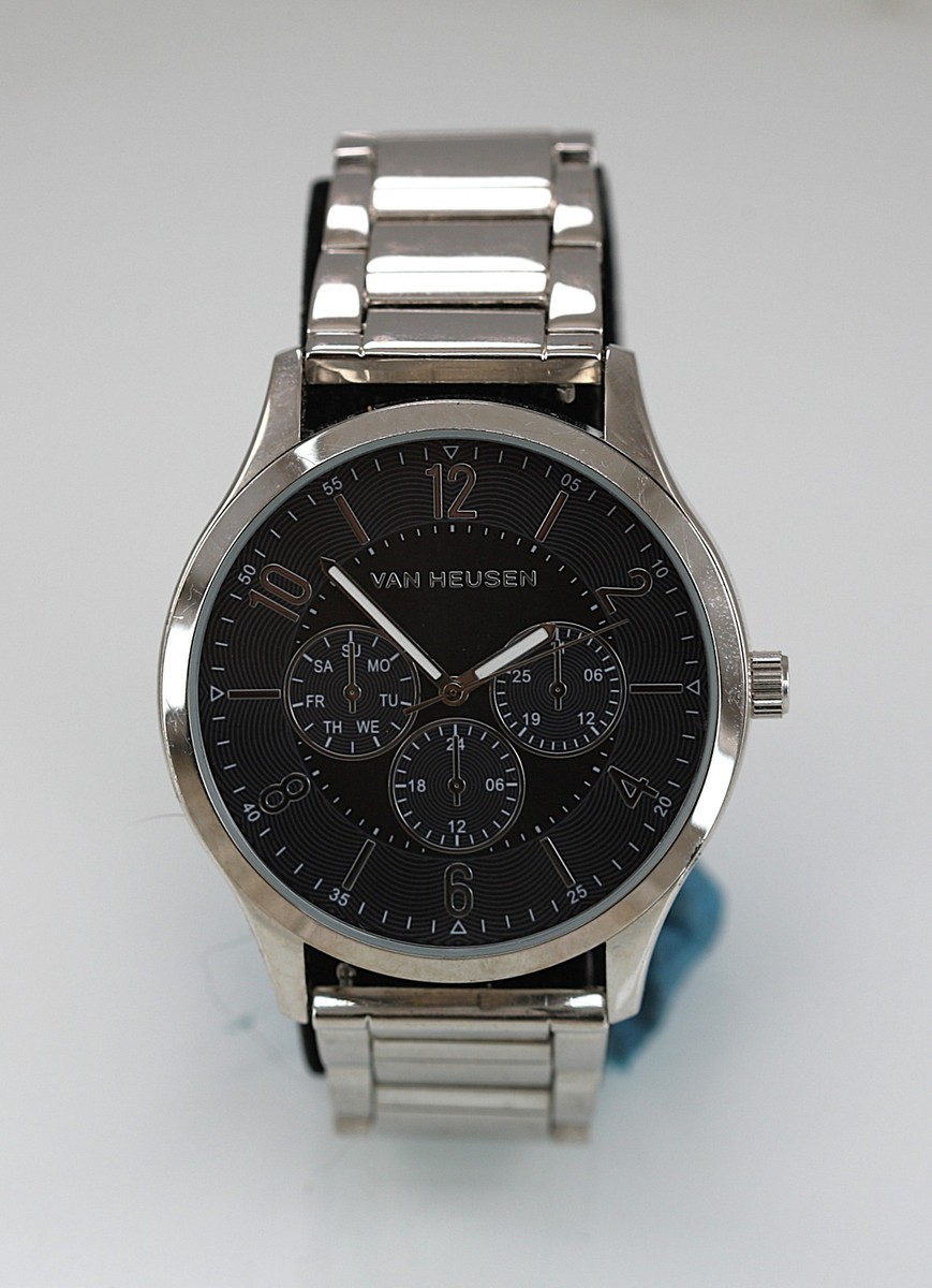 Van Heusen Watch Men Silver Stainless Steel Water Resistant