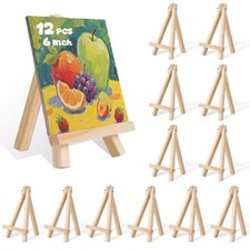 12 Pcs Mini Wood Easel Stands 6 Inch Tabletop Display Holder for Art, Photos,