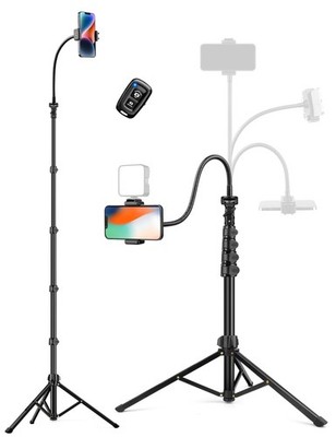 Phone Tripod, 86'' Tall Tripod for iPhone with Flexible 86 inch, Black 
