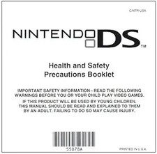 Nintendo DS Health and Safety Precautions 55878C Manual Insert Only - Good