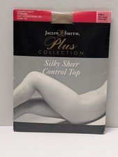 Plus Pantyhose Size E Jaclyn Smith Beige Control Panty Sheer Toe 1 Pair NOS