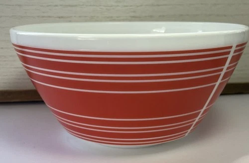 Pyrex Inspired Vintage Charm 10 Cup Red And White Stripe Mixing Bowl