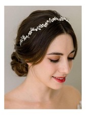 SWEETV Silver Crystal Bridal Headband for Wedding Hair Accessories