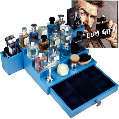 Selum Wooden Cologne Organizer For Men 4 Tier Capri Ocean Blue Limited Perfume