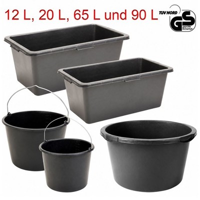 Mörtelkasten Mörtelkübel Zement Maurer Wanne Eimer 12l 20l 65l 90l rund eckig