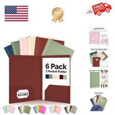6Pack Folders with Pockets, Pocket Folders with Extra Labels, Plastic Folders...
