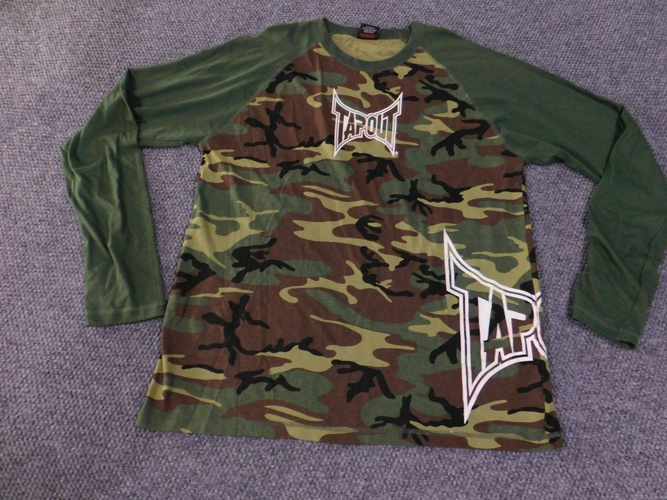 Tapout Shirt Mens 2XL Camo Green Long Sleeve MMA Logo Graphic Made USA Cotton - Image 3 of 4