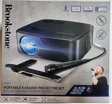 Brookstone Portable KARAOKE Projector Set Multimedia System Microphone Speaker