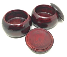 Pair Of 2 Wooden Go Game Pieces Holder Bowls