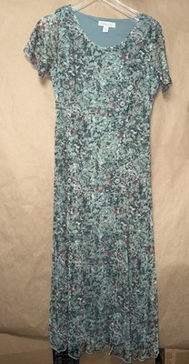 Coldwater Creek Women's Meadow Charm Mesh Dress Light Frosted Thyme Small